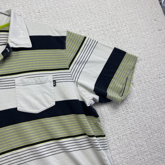 Oakley Y2K Men's Polo Shirt Green / White Striped Short Sleeve Size XL Golf - Picture 4 of 16